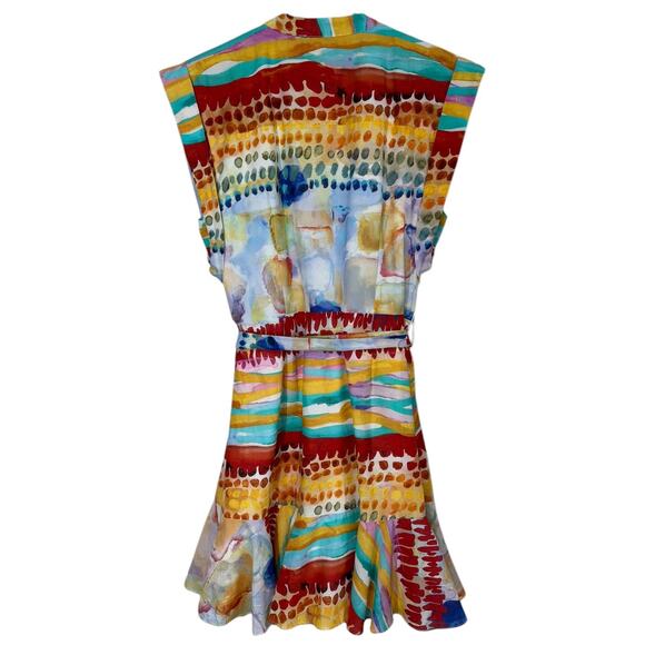 Willa Story Harper Button Front Belted Dress Colorful Print Small Spring Summer - Picture 5 of 6